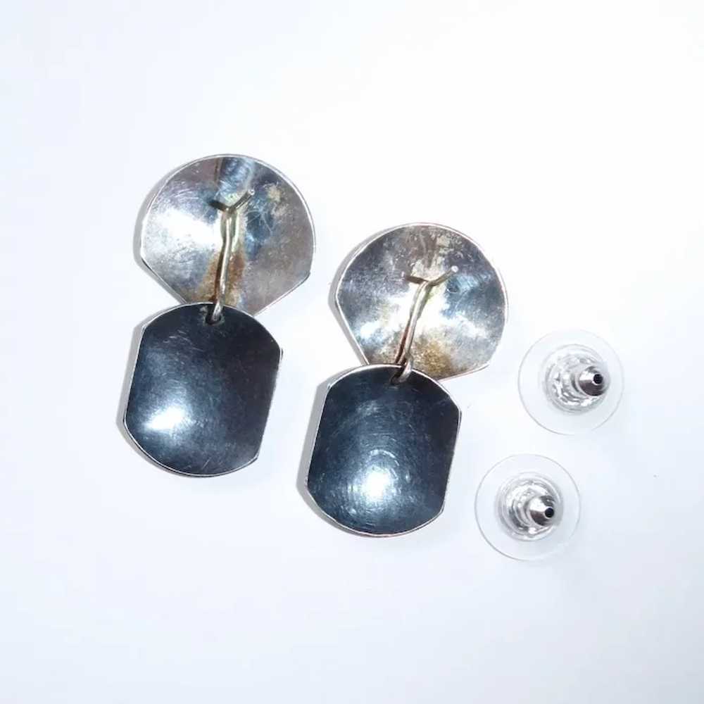 Sterling Drop Earrings w Raised Reticulated Design - image 9