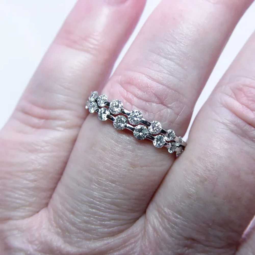 Vintage Diamond Ring Band 14K White Gold Estate - image 3