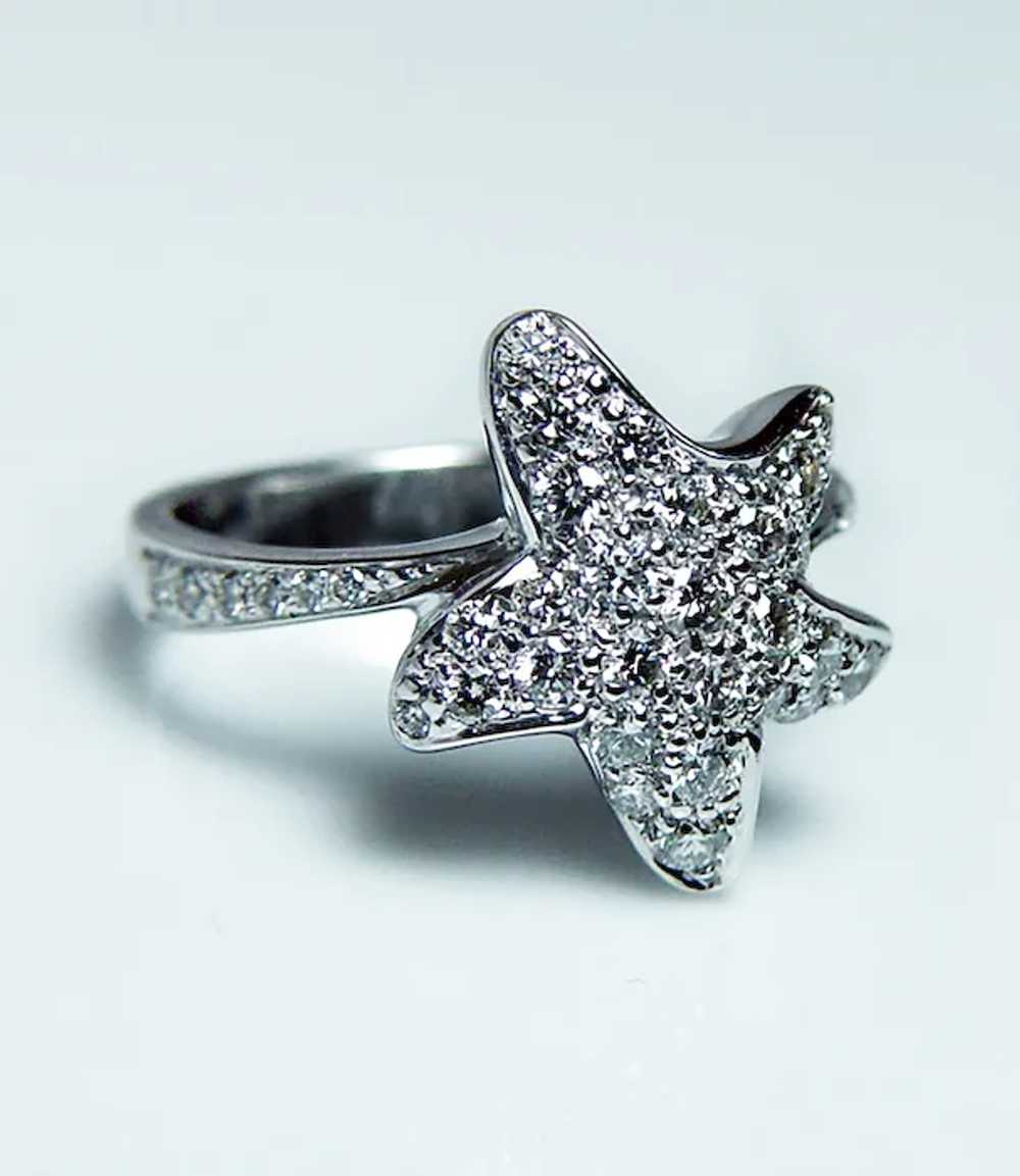 Vintage Star Diamond 18K White Gold Ring Estate - image 4