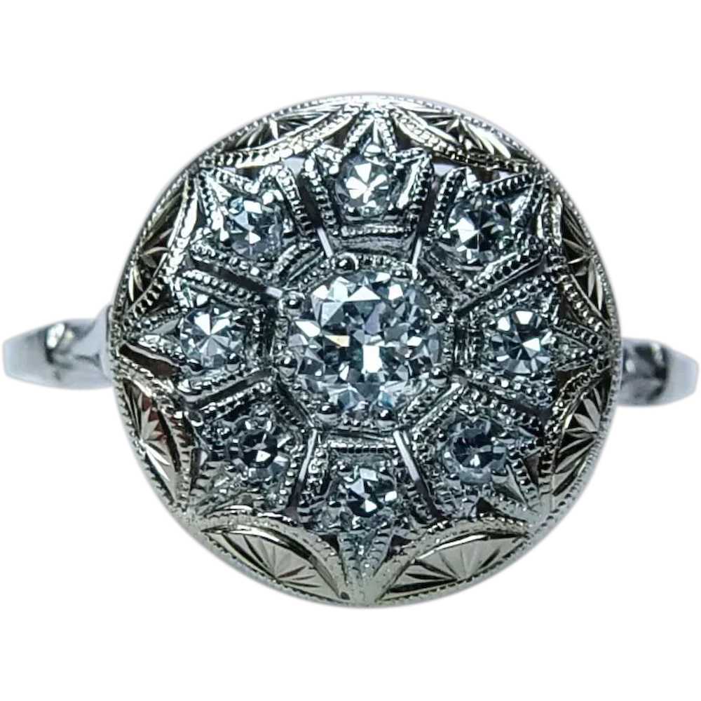 Antique Edwardian Old European Diamond Ring 14K G… - image 1
