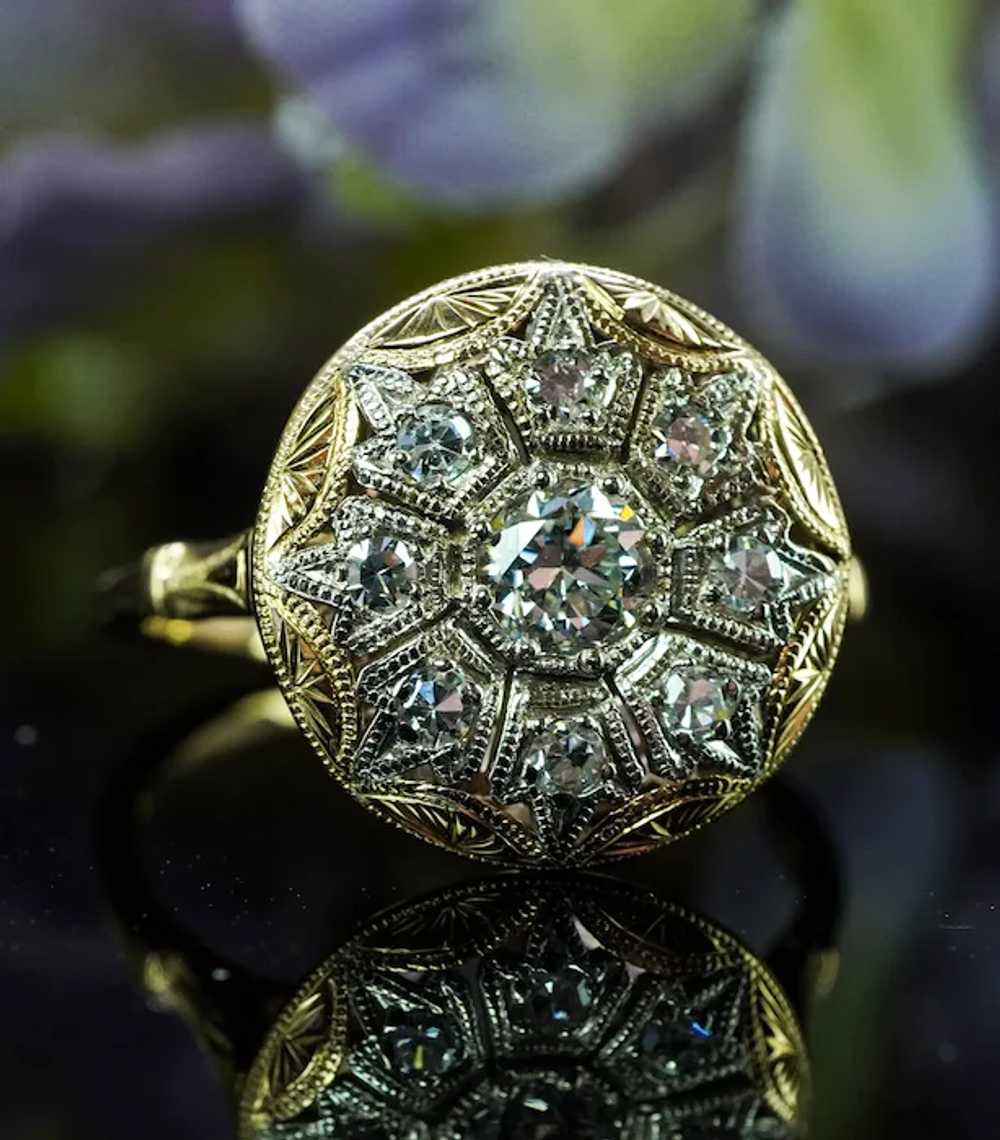 Antique Edwardian Old European Diamond Ring 14K G… - image 2