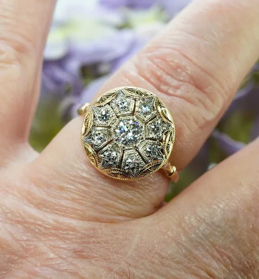 Antique Edwardian Old European Diamond Ring 14K G… - image 5