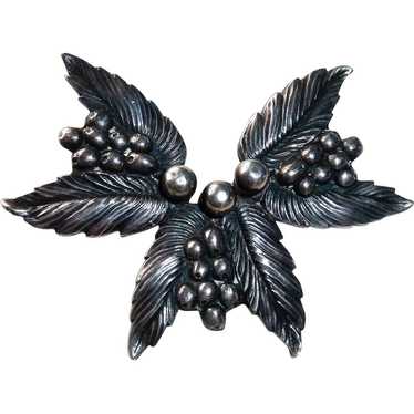 Designer Sterling Carl Ruopoli Leaf & Berry Pin