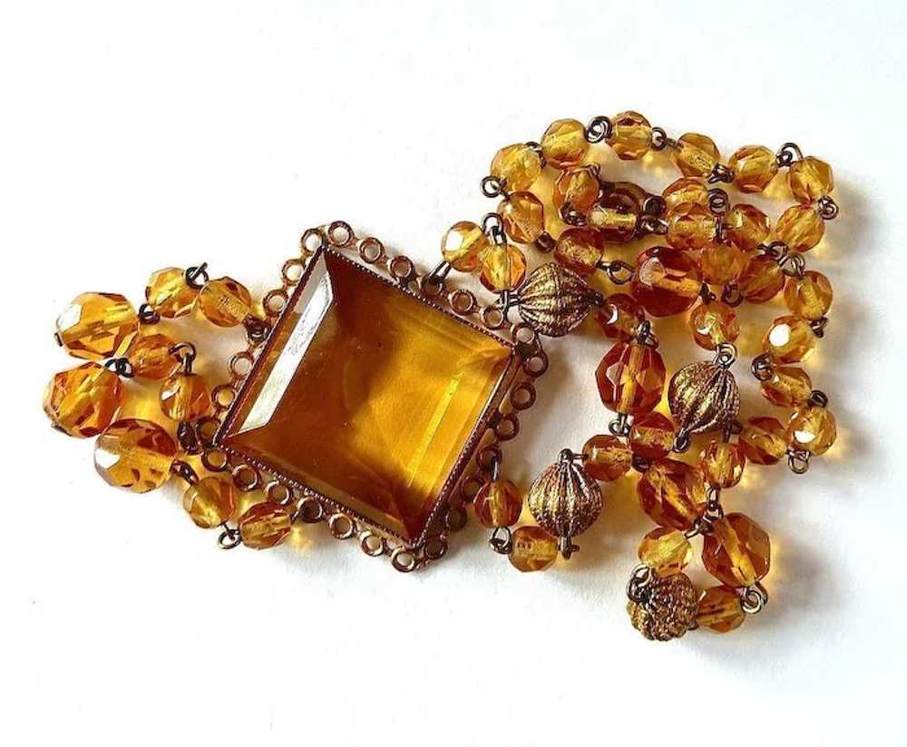 Czechoslovakia vintage 1930s art deco buying glass bead amber necklace