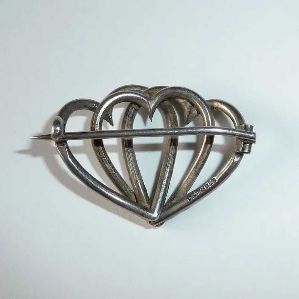 Victorian Sterling Entwined Triple Heart Antique … - image 6