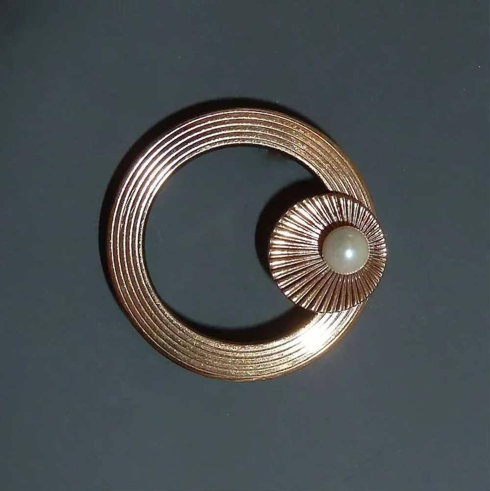 Gold Filled WRE Textured Circle Pin w Cultured Pe… - image 4