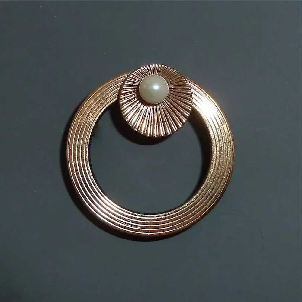 Gold Filled WRE Textured Circle Pin w Cultured Pe… - image 9