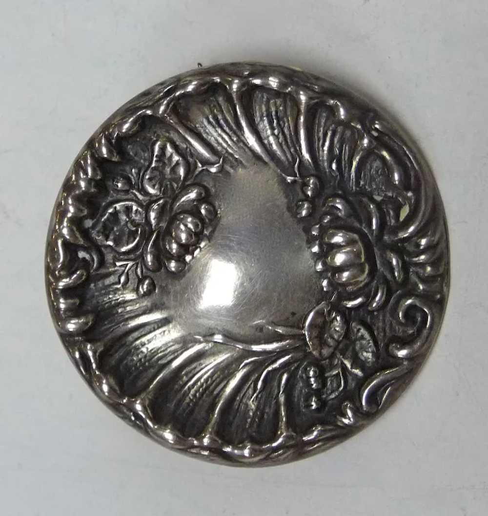 Antique Victorian Sterling Art Nouveau Floral Pin - image 8