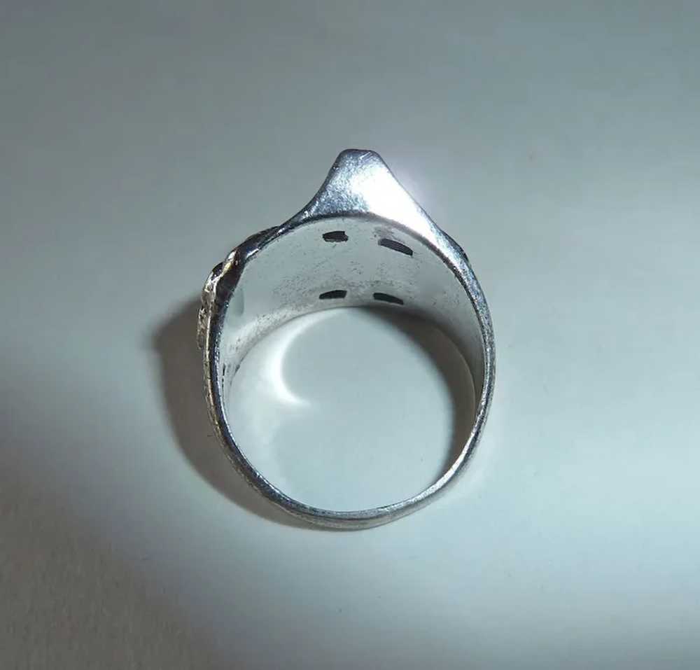 Art Deco Sterling & Marcasite Sculptural Ring - image 6