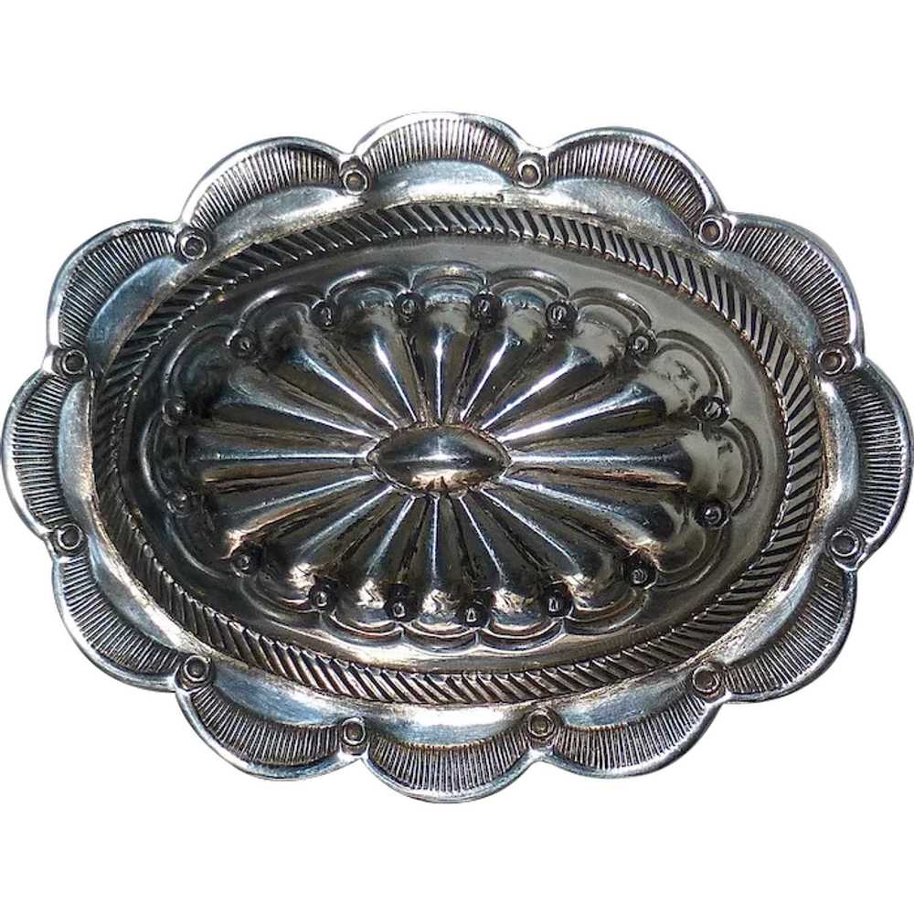 Native American Navajo Sterling Large Concho Pin - image 1