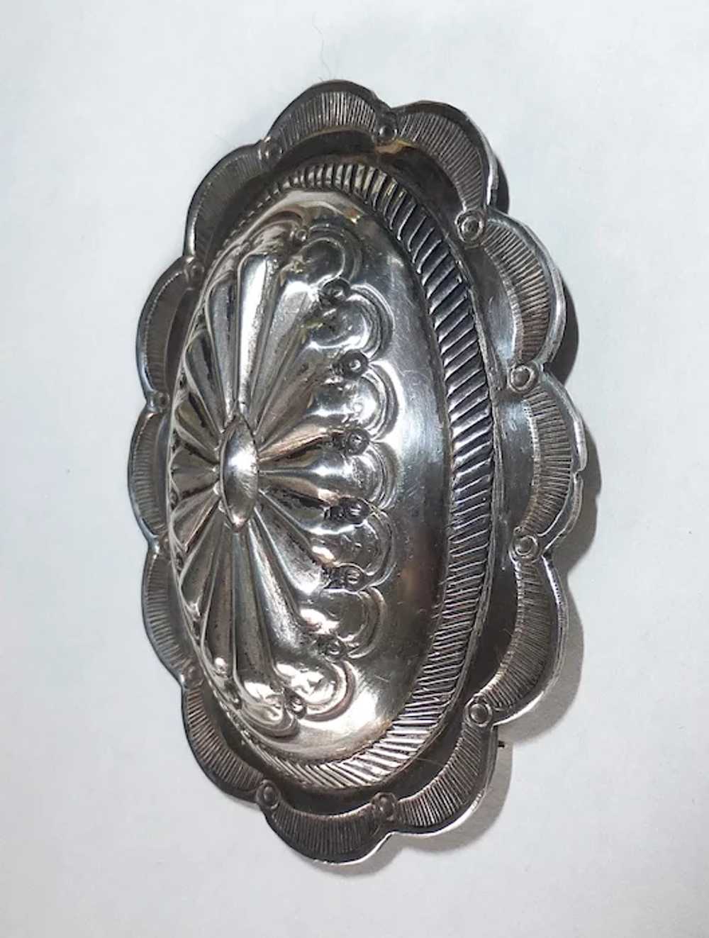 Native American Navajo Sterling Large Concho Pin - image 6