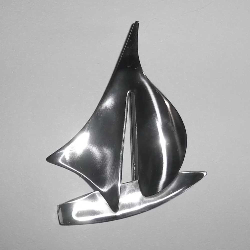 ORB Sterling Modernist Sailboat Pin - image 3