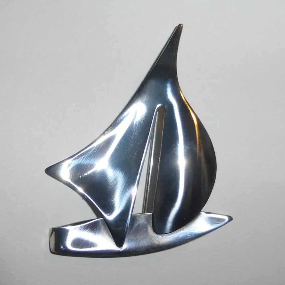 ORB Sterling Modernist Sailboat Pin - image 4