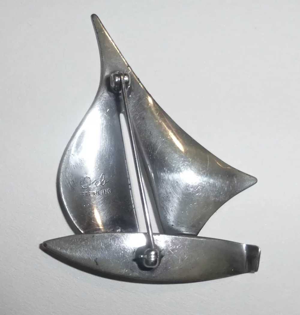 ORB Sterling Modernist Sailboat Pin - image 5
