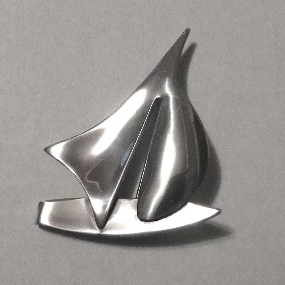 ORB Sterling Modernist Sailboat Pin - image 8