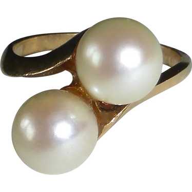 14k Double Cultured Pearl Ring