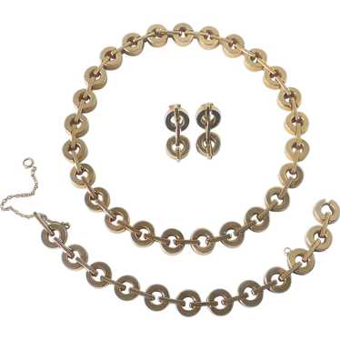 Reinad Gold Tone Industrial Design Necklace Brace… - image 1