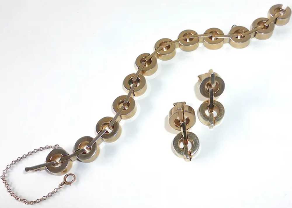 Reinad Gold Tone Industrial Design Necklace Brace… - image 4