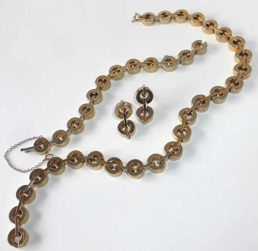 Reinad Gold Tone Industrial Design Necklace Brace… - image 5
