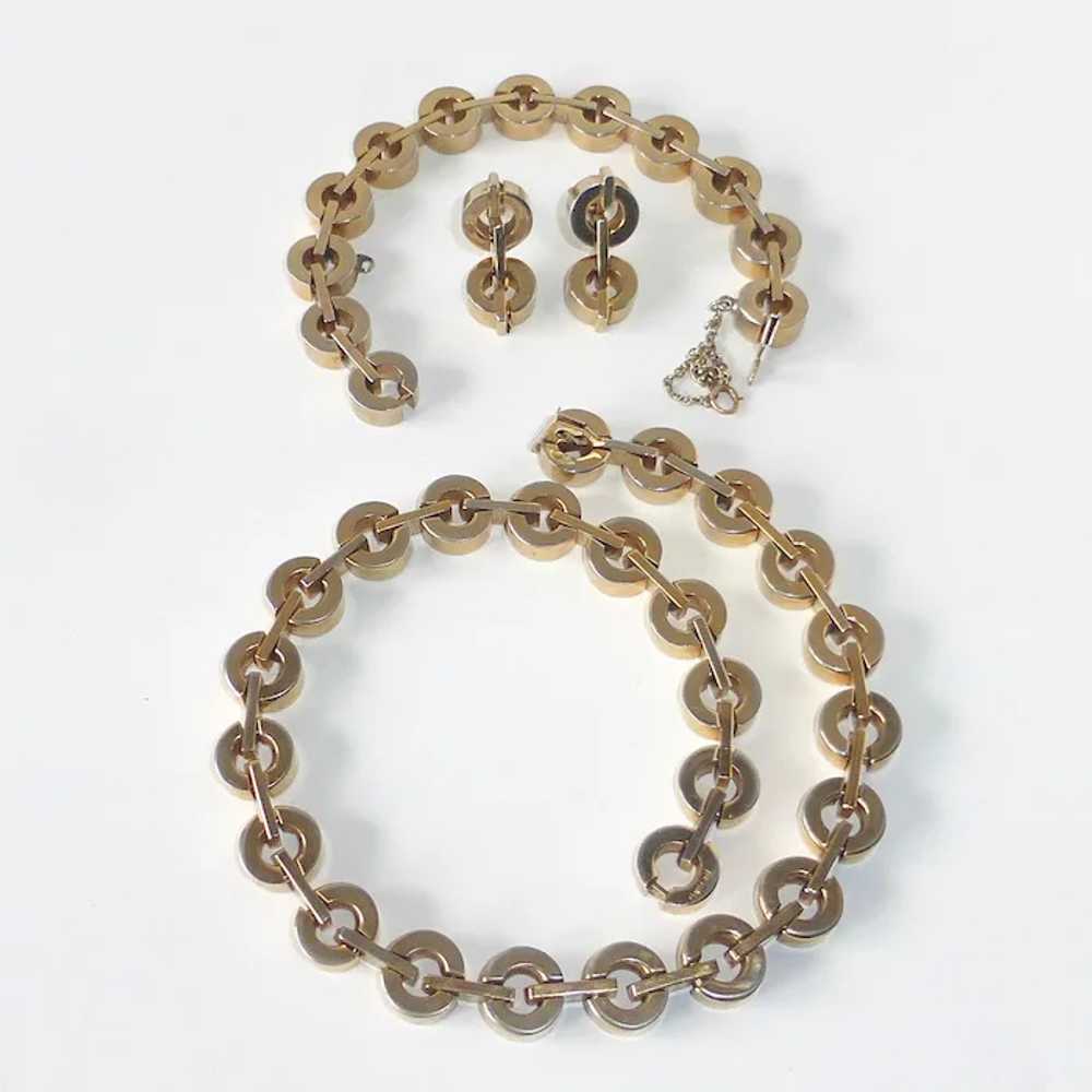 Reinad Gold Tone Industrial Design Necklace Brace… - image 6