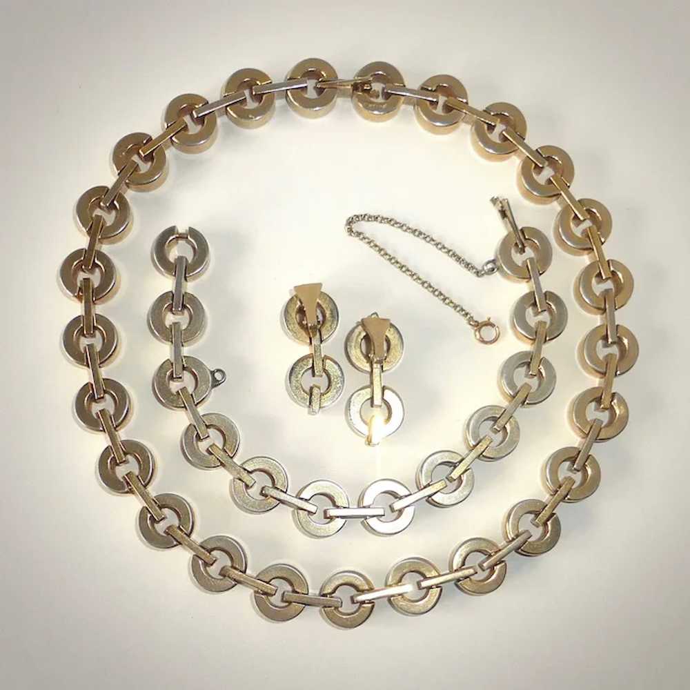 Reinad Gold Tone Industrial Design Necklace Brace… - image 9