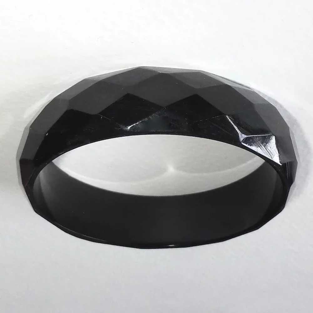 Art Deco Faceted Black Bakelite Bracelet - image 2