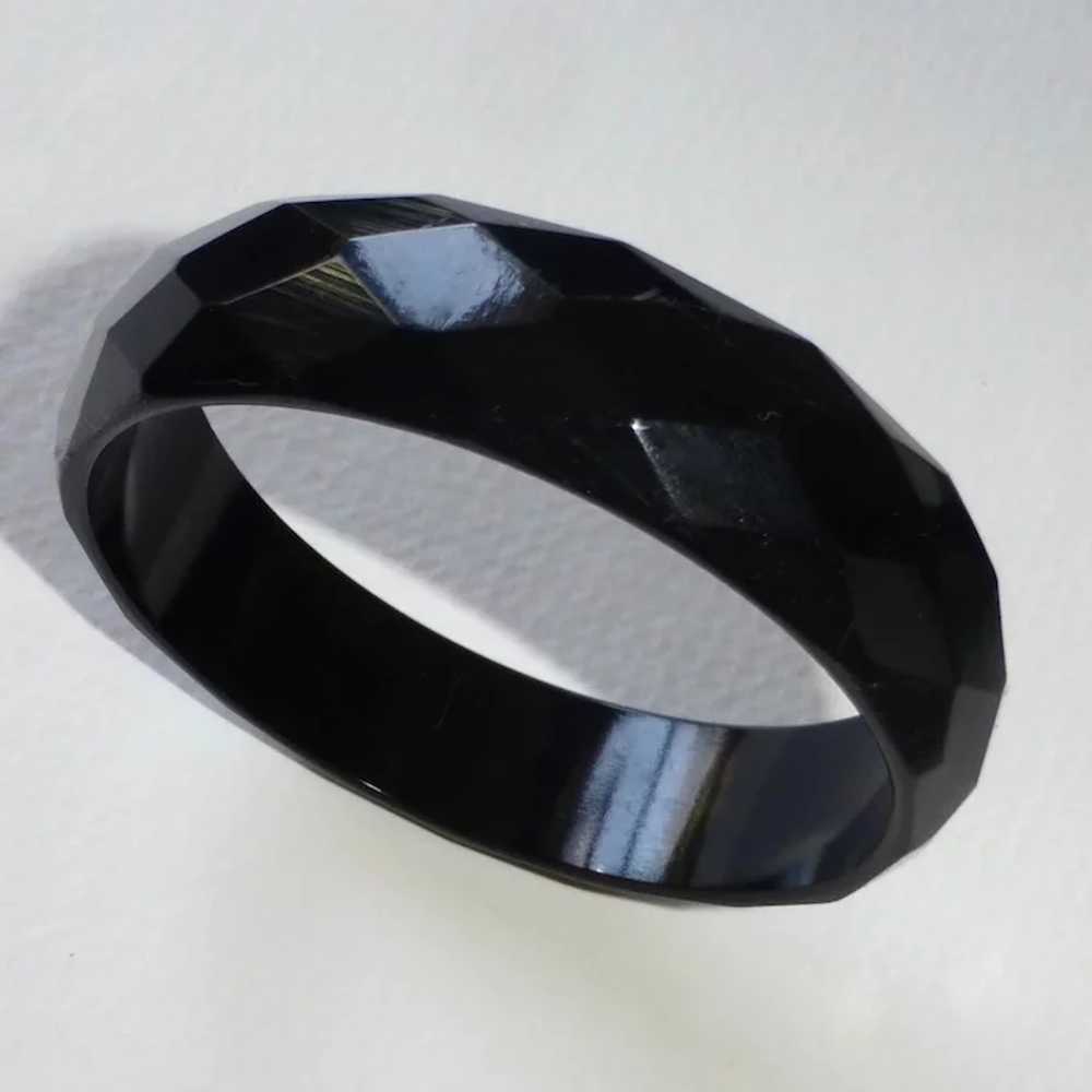 Art Deco Faceted Black Bakelite Bracelet - image 5