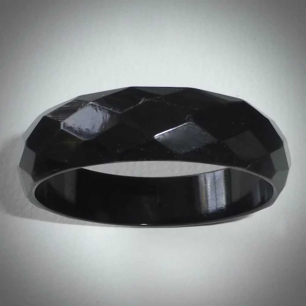 Art Deco Faceted Black Bakelite Bracelet - image 8