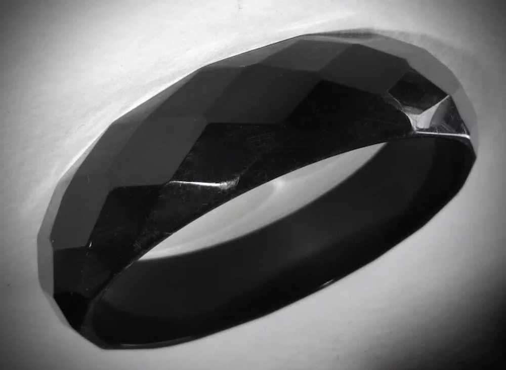 Art Deco Faceted Black Bakelite Bracelet - image 9