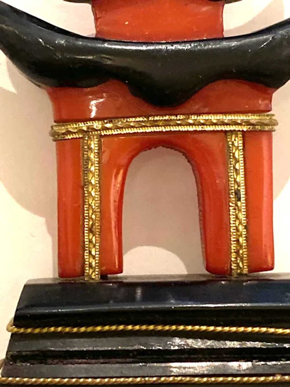 1930s Resin Washed Red  and Black Bakelite Pagoda… - image 3