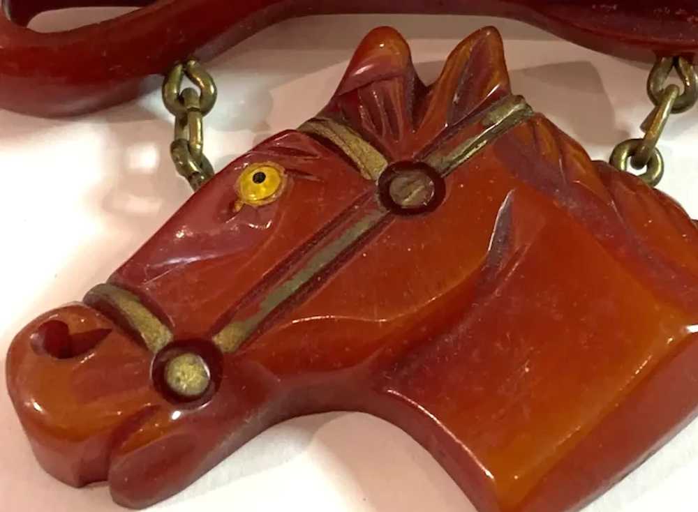 1930s Resin Washed Bakelite Horse with Riding Cro… - image 3