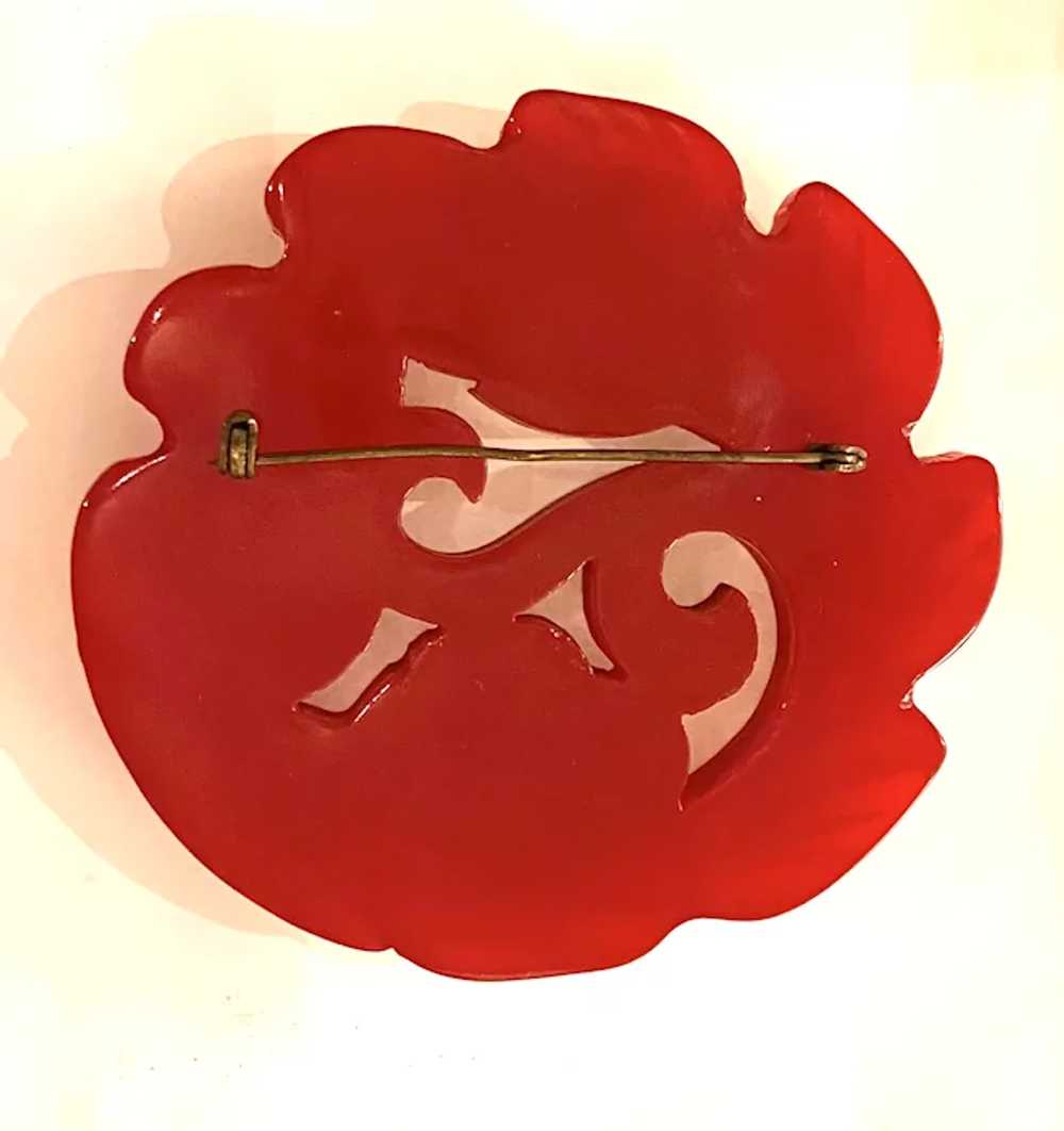 Spectacular 1930s Brilliant RED Elaborately Carve… - image 2
