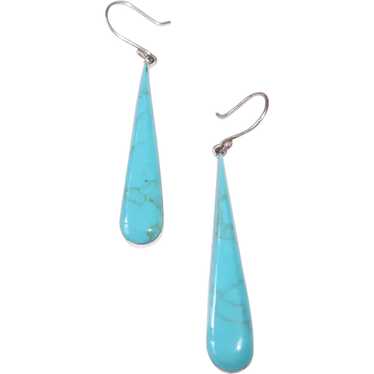 Mexican Sterling & Turquoise Teardrop Earrings