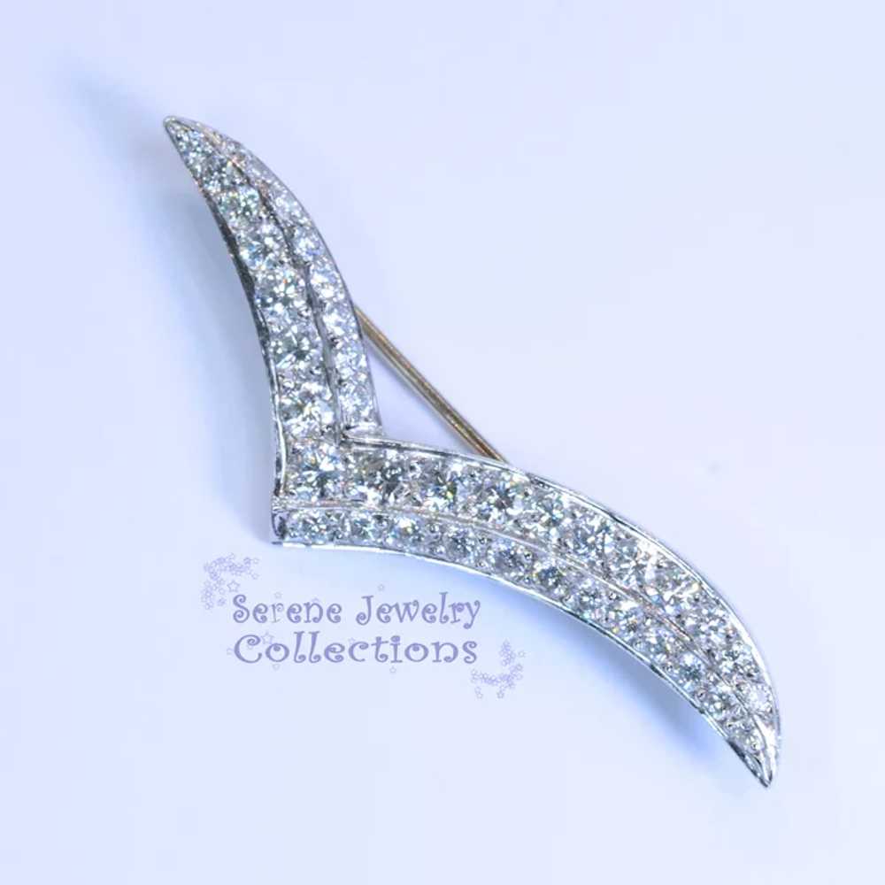 2ct Diamond Platinum Abstract Wing Brooch Vintage… - image 3
