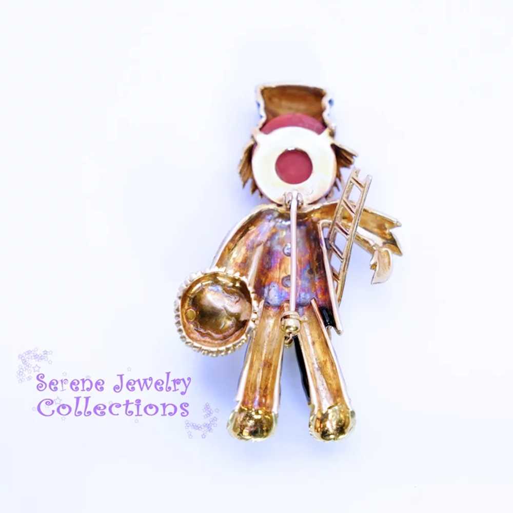 Sapphire Diamond 18k Solid Gold Scarecrow Brooch … - image 3