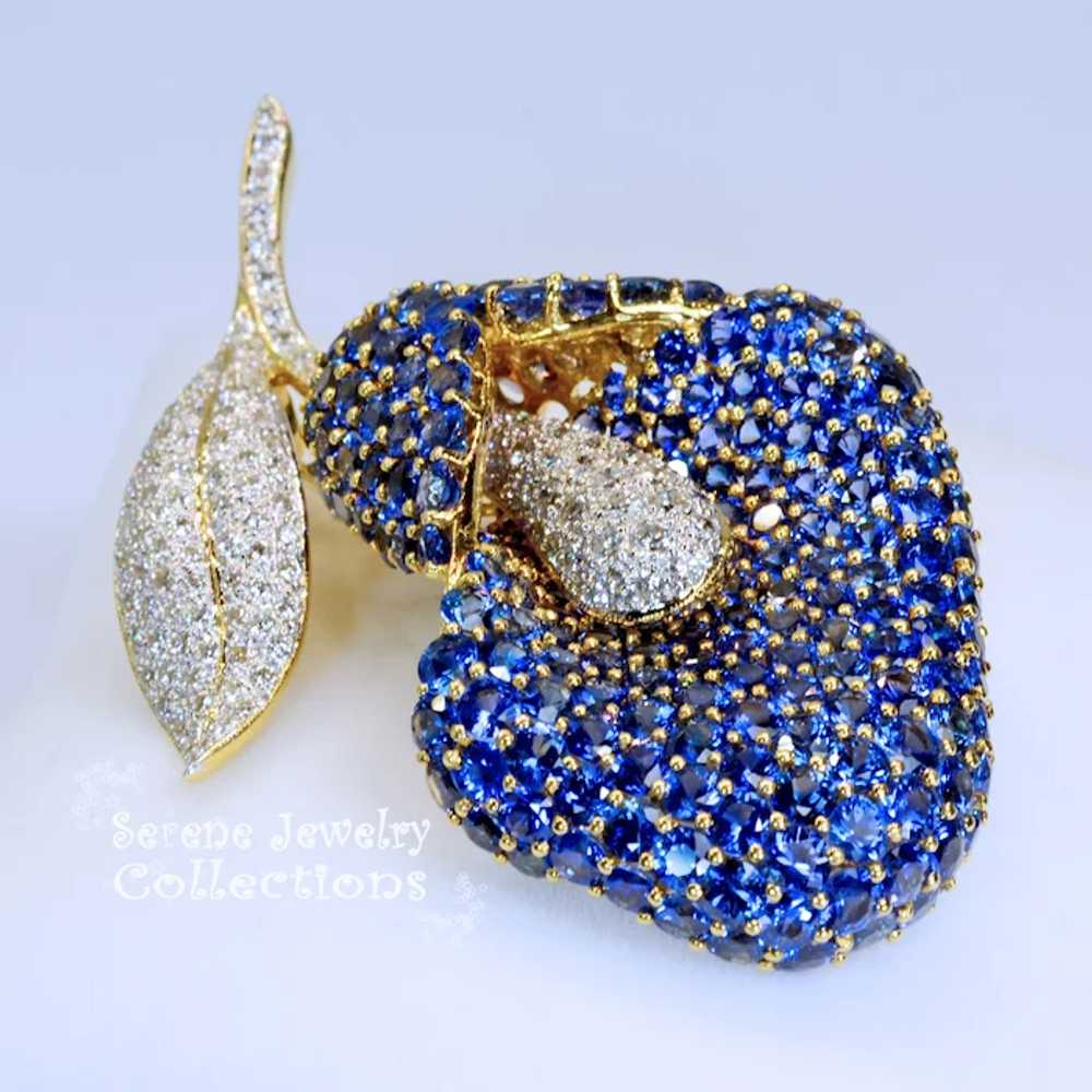 Blue Sapphire Diamond 18k Solid Gold Calla Lily F… - image 7