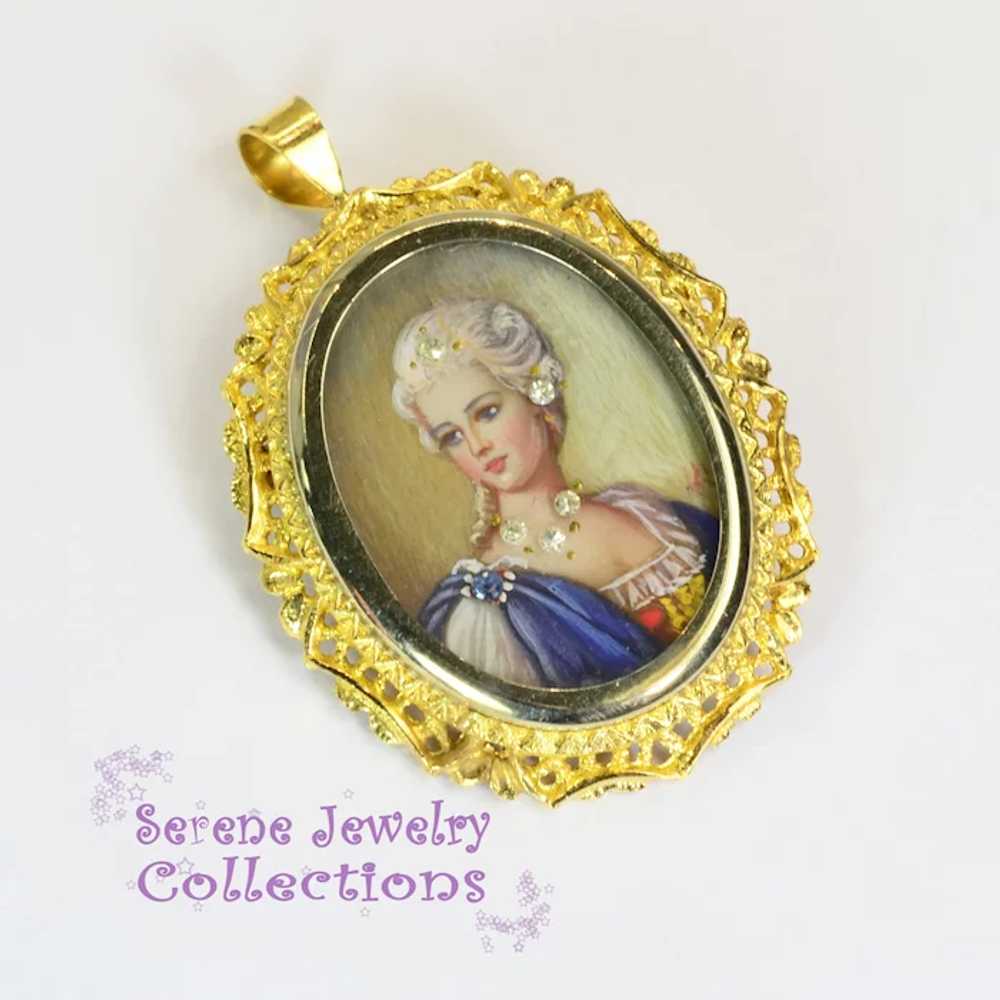 Antique Diamond Sapphire Enamel 18k Yellow Gold C… - image 3