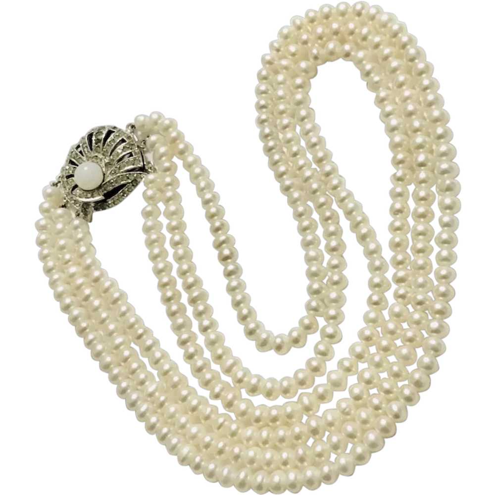 Beautiful Three Strands White Freshwater Pearl wi… - image 1