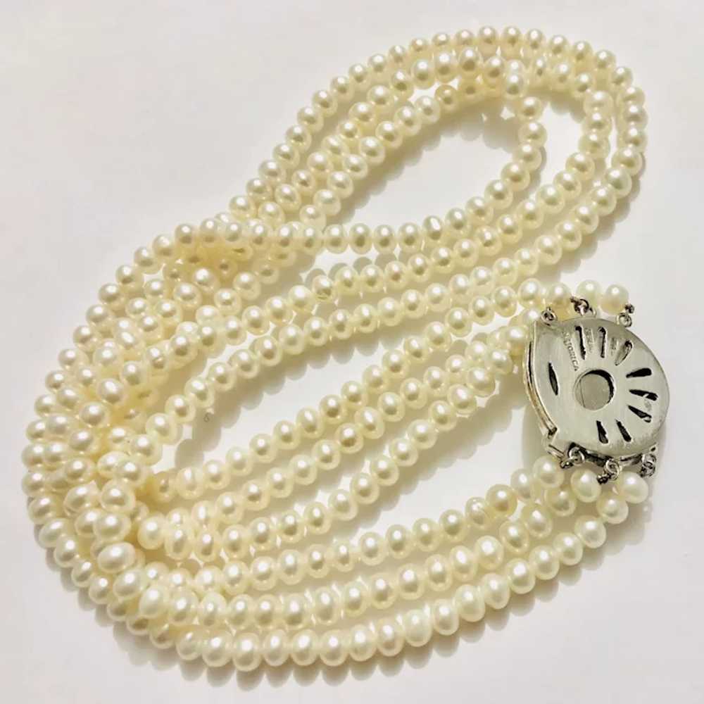 Beautiful Three Strands White Freshwater Pearl wi… - image 2