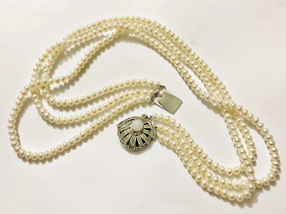 Beautiful Three Strands White Freshwater Pearl wi… - image 3