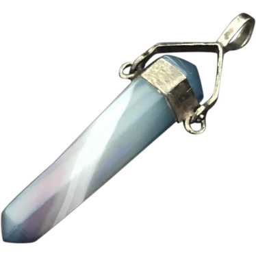 Vantage Sterling Silver Banded Blue Agate Tower P… - image 1