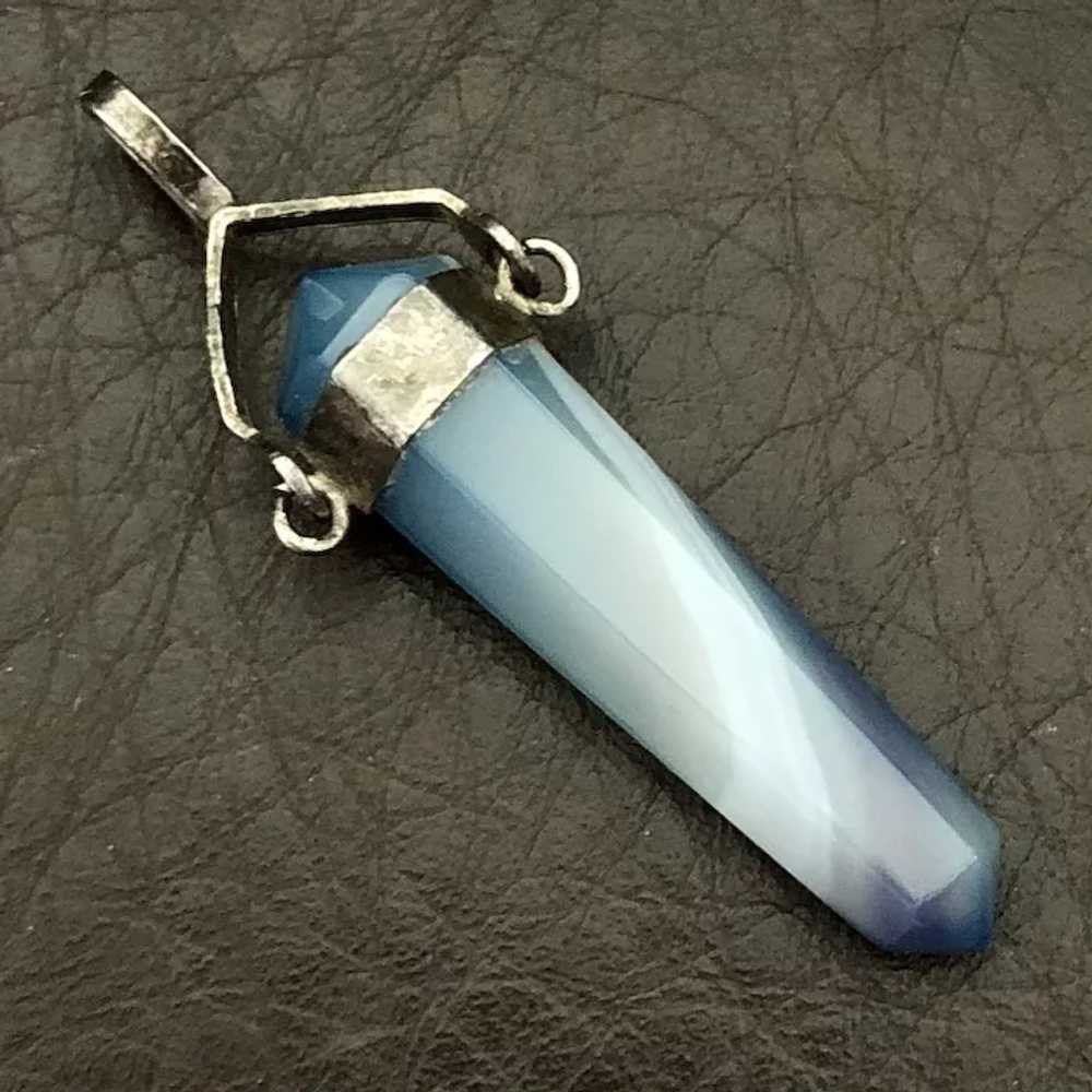 Vantage Sterling Silver Banded Blue Agate Tower P… - image 2