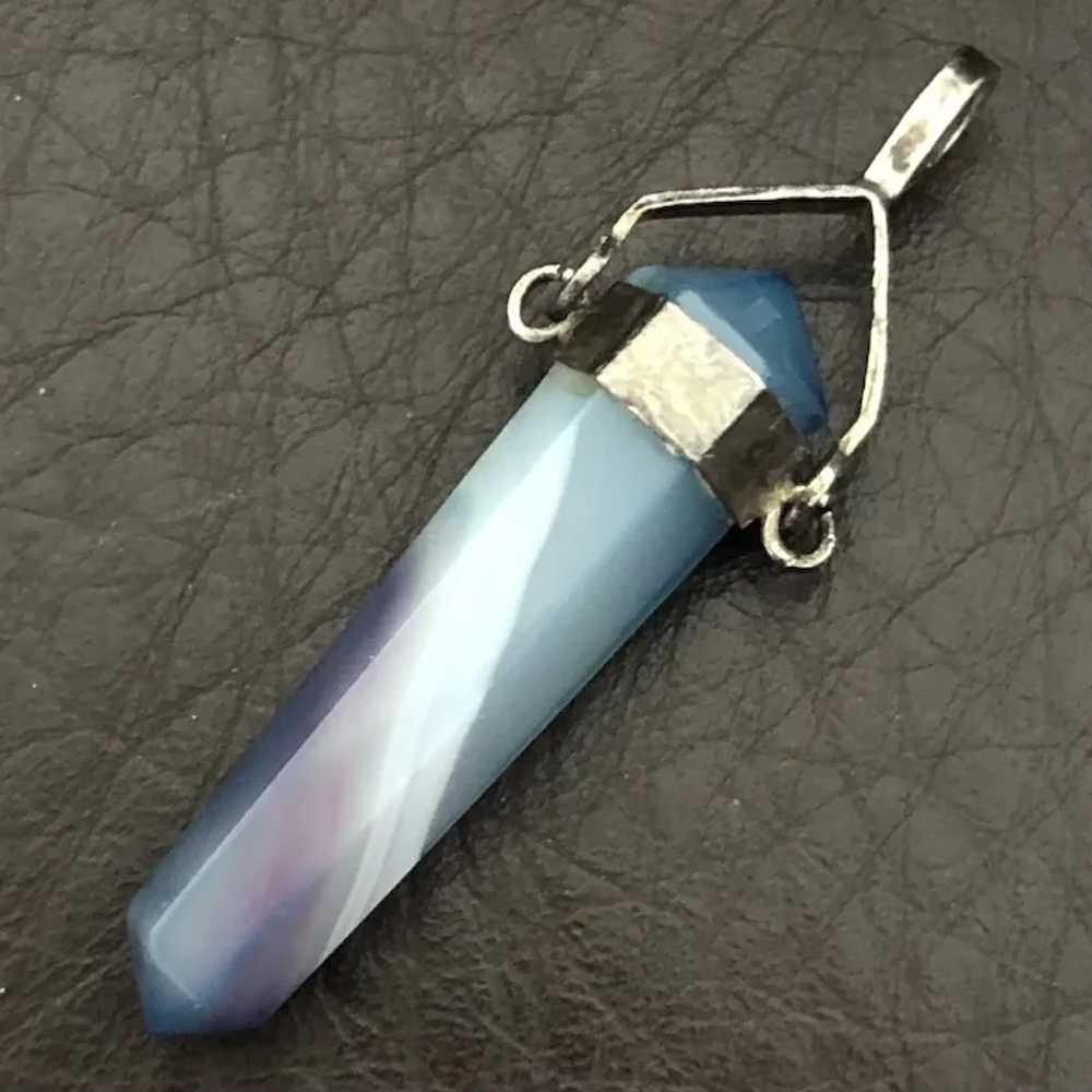 Vantage Sterling Silver Banded Blue Agate Tower P… - image 3