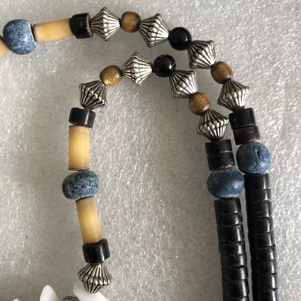 Vintage Black Coral Beads with Blue Coral and She… - image 6