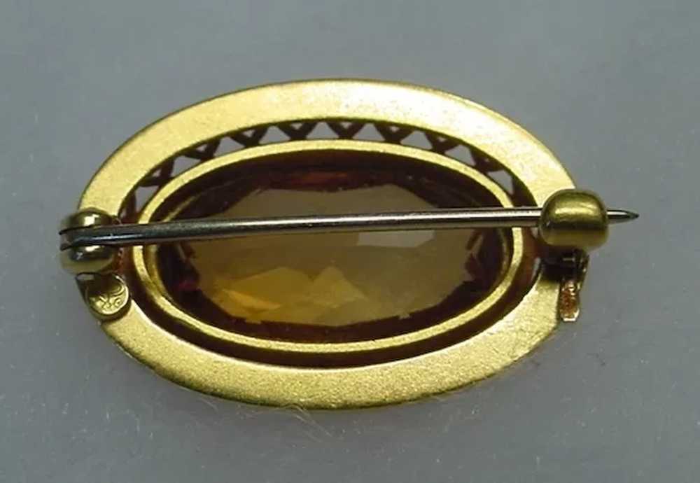 Superb Antique Artist Marked 14k Citrine Brooch - image 2