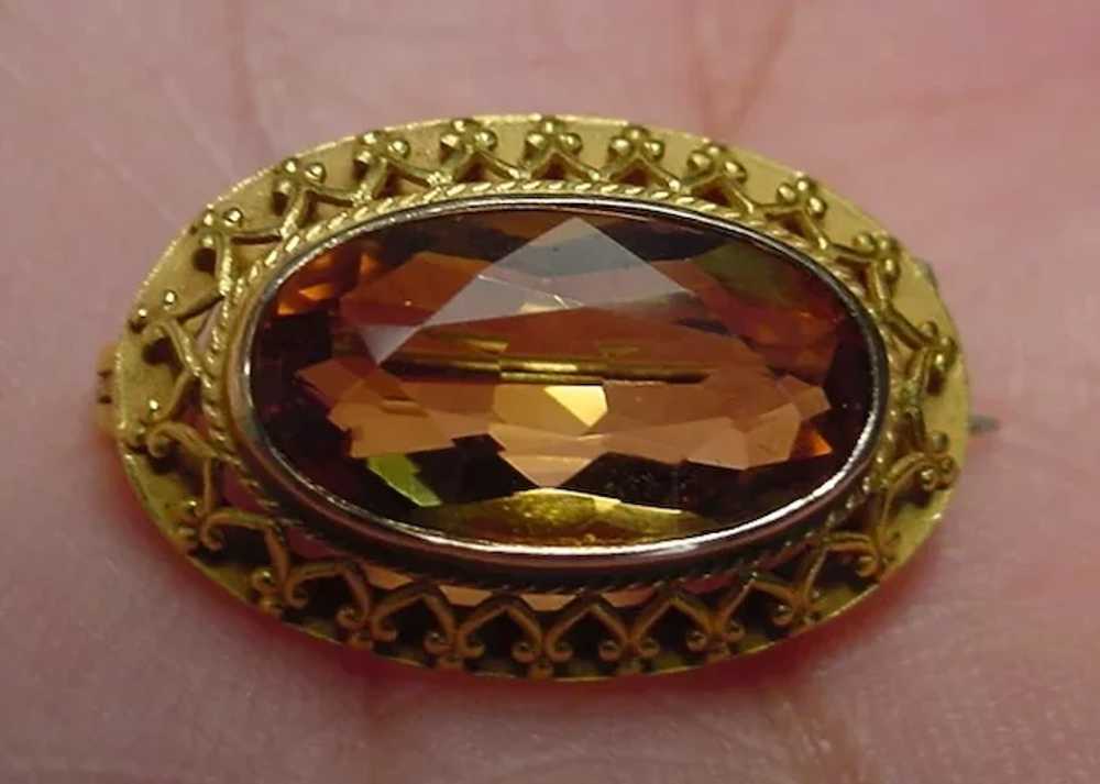 Superb Antique Artist Marked 14k Citrine Brooch - image 6