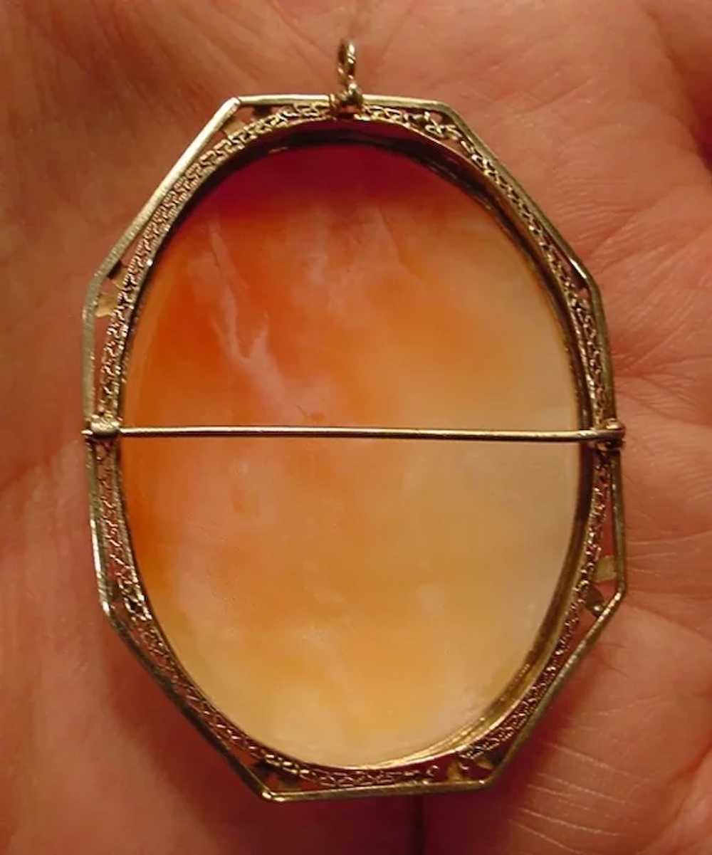 Very Large Antique 14k Gold Shell Cameo Pendant/B… - image 7