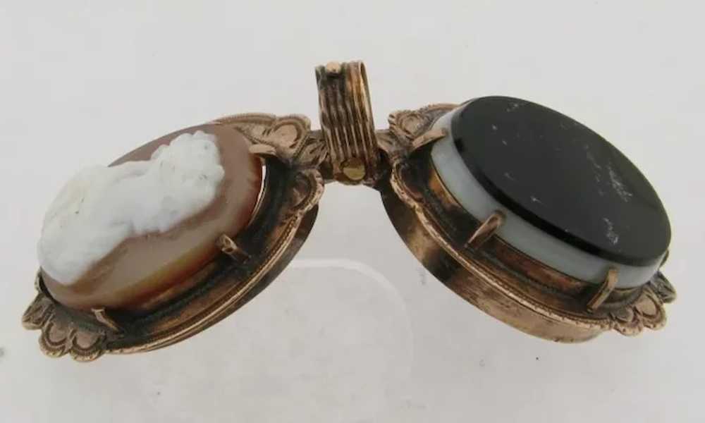 Antique Victorian Agate Hardstone Cameo Double Si… - image 3