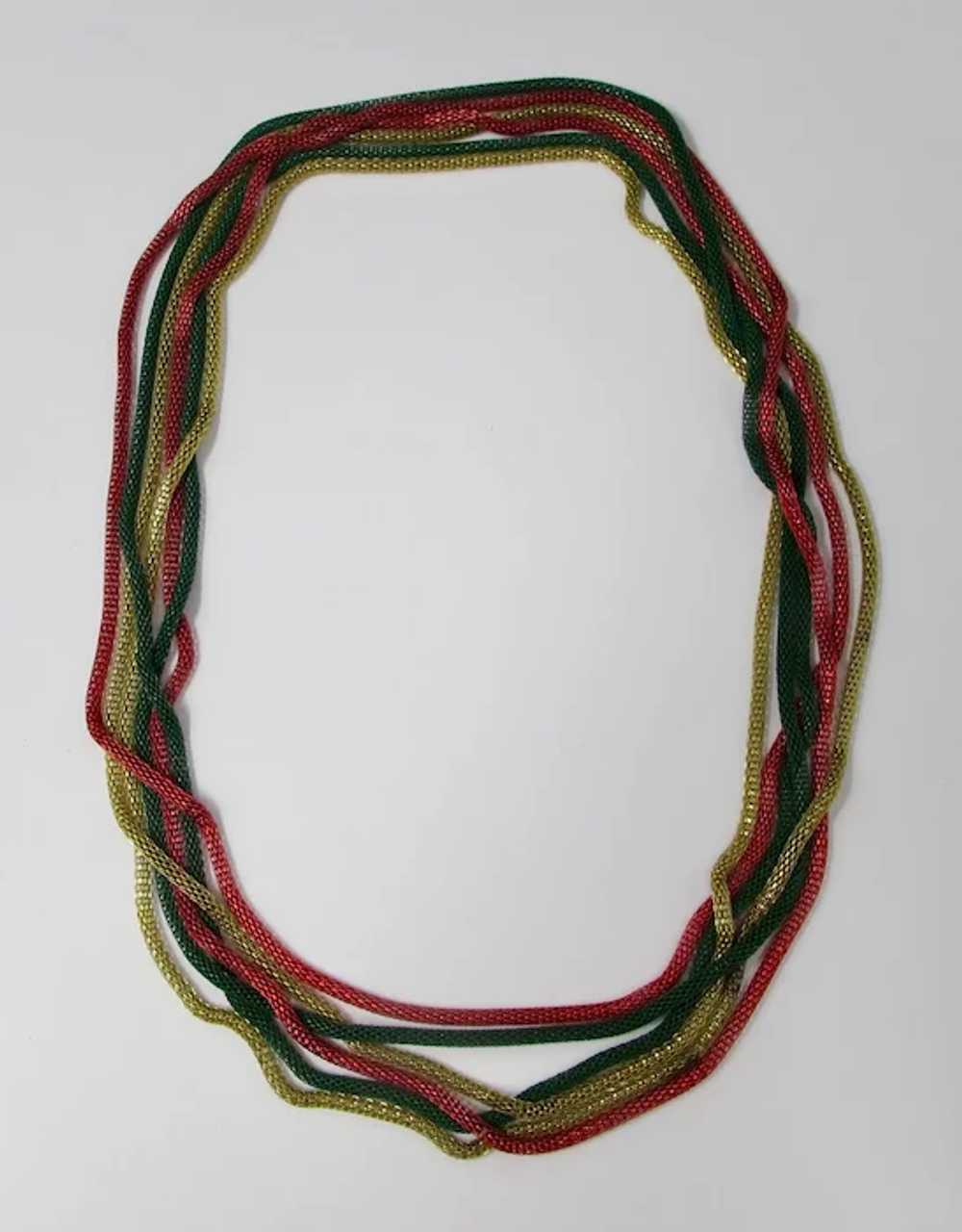 Red, Green, & Gold Mesh Rope Necklaces (Set of 3) - image 2