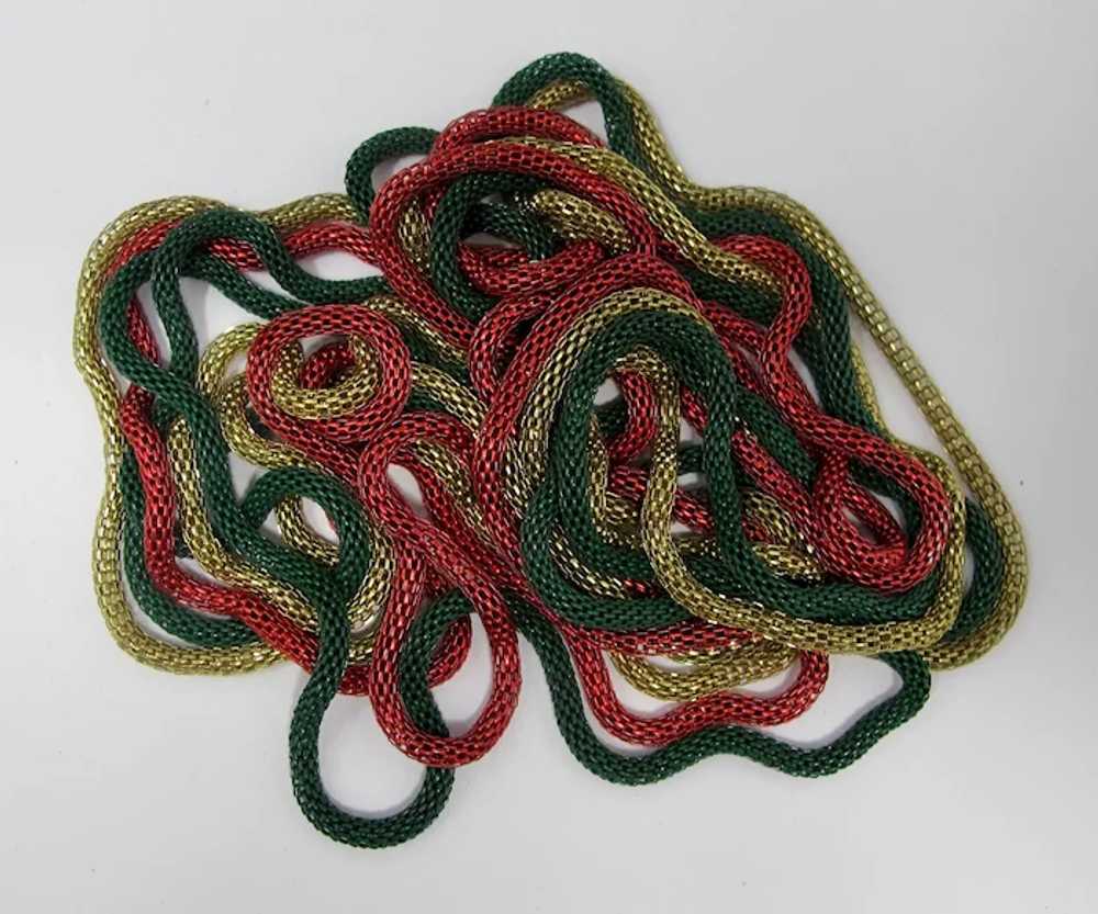 Red, Green, & Gold Mesh Rope Necklaces (Set of 3) - image 3